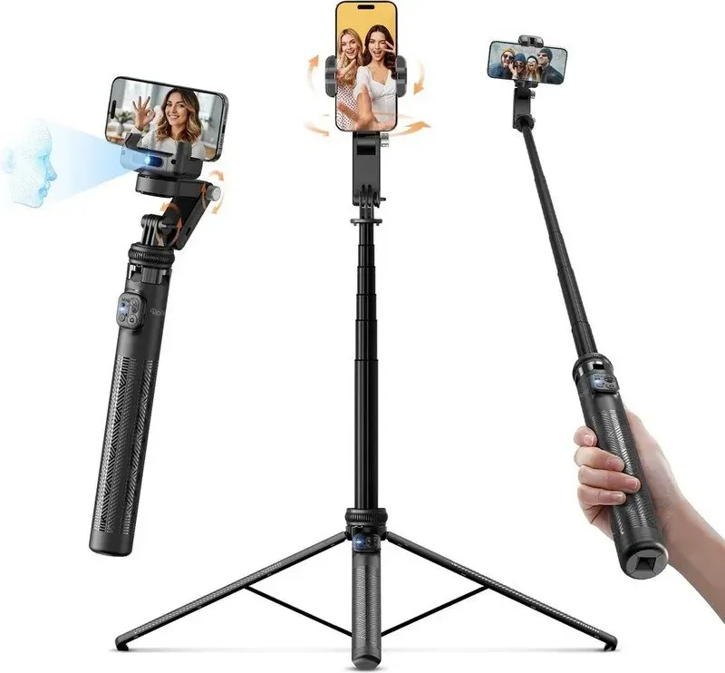Rollei Easy Creator Gimbal AI-Tracking 4-in-1 Smartphone Stabilisator Selfie Stick Stativ