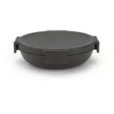 Brabantia - Make & Take Lunch-Schüssel 1L - Kompaktes, Flaches Design - Sicherer Klickverschluss - Auslaufsicher - Luftdichter Deckel - Gefriergeeignet - Spülmaschinen- & Mikrowellenfest - Dark Grey