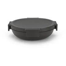 Brabantia - Make & Take Lunch-Schüssel 1L - Kompaktes, Flaches Design - Sicherer Klickverschluss - Auslaufsicher - Luftdichter Deckel - Gefriergeeignet - Spülmaschinen- & Mikrowellenfest - Dark Grey