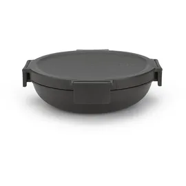 Brabantia - Make & Take Lunch-Schüssel 1L - Kompaktes, Flaches Design - Sicherer Klickverschluss - Auslaufsicher - Luftdichter Deckel - Gefriergeeignet - Spülmaschinen- & Mikrowellenfest - Dark Grey