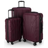 suitline - 3er Koffer-Set, TSA, (S, M & L), Burgund