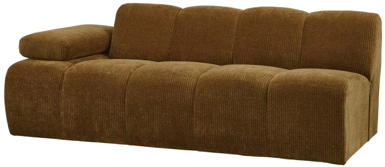 Modulsofa Mojo Flachcord, modern mit Armlehne links, honiggelb, flexibler Komfort