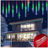 monzana Lichterkette Meteorschauer 480 LED Außen Wasserdicht 10 Röhre je 50 cm Innen Weihnachten Eisregen Regenlichterkette Weihnachtsbeleuchtung bunt
