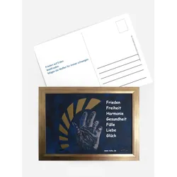 Friedensgrüße Postkarte selbst gestalten mit Spruch und Fotos im Onlinedesigner bei Meine-Kartenmanufaktur.de