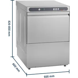 GastroHero Geschirrspülmaschine ECO 50x50 cm Korbmaß, mit Reiniger- | Klarspüldosierer, mit Ablaufpumpe | Enthärter Made in Europe,