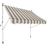 GARDINIA Klemmmarkise Föhr zum Kurbeln, Sonnenschutz für Terrassen oder Balkone, 250 x 150 cm, Kurbellänge: 125 cm, Beige/Weiß