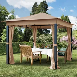 TOOLPORT Gartenpavillon Sunset Premium 3 x 3 m  inkl. Seitenteile cappuccino