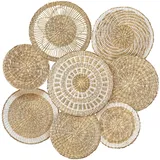 Xuhal Set mit 8 gewebten Wandkörben, handgefertigt, dekorativ, rustikal, Boho-Korb, Dekoration, handgefertigt, Weide, rund, Seegras, Wandkunst für Zuhause, Küche, Bauernhaus, Tisch, Wohnzimmer