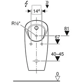 Geberit Preda Urinal für Unterputzsteuerung Zulauf hinten, weiß