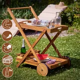 CASARIA Servierwagen mit Rollen Holz