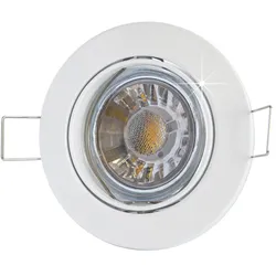 MegaLight schwenkbares Deckeneinbaustrahler Set, weiß, inkl. 5W (45W) LED Leuchtmittel + Fassung