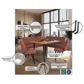 Home Affaire Eckbank HOME AFFAIRE "Mily Küchenbank, Polsterbank, Esszimmerbank, 205x164 cm", braun (chili oil, schwarz), B:205cm H:89cm T:164cm, Holzwerkstoff, Metall, Polyester, Sitzbänke, Eckbank, Moderne Bank und Farben, Sitzplatzanzahl: 5, Frei in Raum stellbar