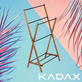Kadax Handtuchhalter aus Holz, Wäscheständer mit Trockenfläche bis 3,5m,