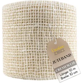 Creative Deco Tischläufer Jute Floral Weiß 10 cm x 10 m