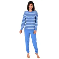 RELAX by Normann Frottee Pyjama gestreift Hellblau 36/38