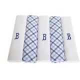 Surf the Shop 5 Stück bestickte Herren-Taschentücher mit Satin-Bordüre und blauem Karomuster, verschiedene Buchstaben, 5 Stück, B, 5 Pack - 5 Pack