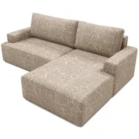 Deine Möbel 24 Wohnlandschaft LOCCO L 256 cm breit Ecksofa Sofa Wohnzimmer L-Couch Schenil-Stoff, Beige Blau-Grau Hellgrau Weiß 3 Teile, mit Schlaffunktion Bettfunktion beige