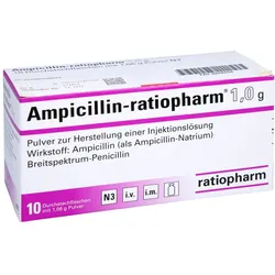 AMPICILLIN-ratiopharm 1,0 g Plv.z.Her.e.Inj.-Lsg. 10 St