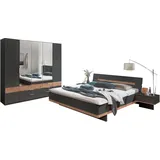 WIMEX Komplettschlafzimmer "Gibraltar", grau (graphit, absetzung artisan eiche nachbildung), B/H: 180cm x 200cm, Holzwerkstoff, Schlafzimmermöbel-Sets