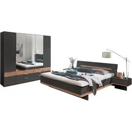 WIMEX Komplettschlafzimmer "Gibraltar", grau (graphit, absetzung artisan eiche nachbildung), B/H: 180cm x 200cm, Holzwerkstoff, Schlafzimmermöbel-Sets