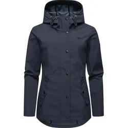 Softshelljacke RAGWEAR "Margge Shell", Damen, Gr. XXL (44), blau (navy), Obermaterial: 100% Polyester; Innenfutter: 100% Polyester, sportlich, tailliert hüftbedeckend, hoch geschlossener Ausschnitt, Langarm Ärmel ohne Ärmelschlitz normaler Saum, Jacken, wasserdichte Damen Übergangsjacke mit großer Kapuze