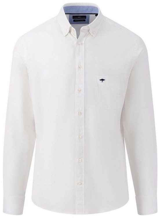 FYNCH-HATTON Langarmhemd Herren Hemd aus Baumwolle Langarm Regular Fit (1-tlg) weiß L