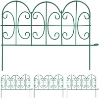 Relaxdays Beeteinfassung, 4er Set, Metall, HxB: je 28 x 38,5 cm, Beetumrandung für Garten, Zierzaun zum Stecken, grün