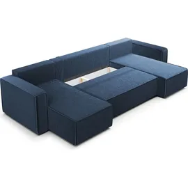 petits-meubles U-Sofa Cord 5-Sitzer Blau