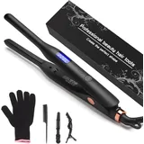 Mini Glätteisen, JAETON Haarglätter und Lockenstab 2 in 1 Glätteisen für kurzes Haar zum Locken und Glätten, Keramikbeschichtung, Schwimmendes Panel, LCD-Display 130-220°C, mit Handschuh