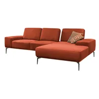 Ecksofa W.SCHILLIG "run" Sofas Gr. B/H/T: 279cm x 88cm x 178cm, Longlife Xtra-Leder Z73, Recamiere rechts, mit Sitztiefenverstellung, orange (copper z73) mit Holzsockel, Füße in Schwarz pulverbeschichtet, Breite 279 cm