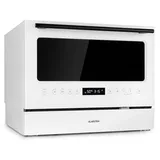 Klarstein Azuria Tischgeschirrspüler, freistehend, 6 Maßgedecke, Wasserverbrauch: 6,5 Liter, 5 Spülprogramme, Selbstreinigung, 49 dB, Design-Tür mit schwarzer Glasfront, weiß