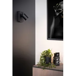 Lucide 09929/06/30 Wandleuchte Nigel 1x5w | LED GU10 | 320lm | 3000K - ist im Paket, schwarz, einstellbar, eingeschlossen