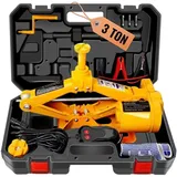 VOBOR Wagenheber Elektrisch, 3T Scherenwagenheber 12V mit Fernbedienung, Tragbarer Wagenheber für Limousine, SUV, LKW Reifenwechsel Ersatz (12-42cm)