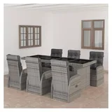 vidaXL Polyrattan Garten-Essgruppe 7-tlg. grau inkl. Auflagen 3059344