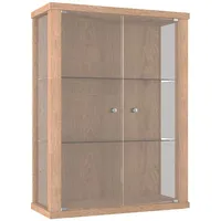 K-Möbel Hängevitrine, Natur, Glas, 2 Fächer, Rechteckig, 60x80x25 cm,