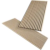 HAGEFOL® Akustikpaneele Holz 120x60 cm, 2 Stück, Farbe: Eiche, Wandpaneele Holz, 3D Lamellenwand aus Holzfurnier auf Akustik Filz, Akustikpaneele 1200x600 mm