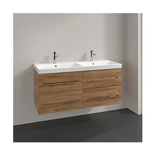 Waschtischunterschrank A89300RH 118x51,4x45,2cm, 4 Auszüge, wandhängend, Kansas Oak