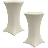 Baumarktplus 2x Stehtischhusse Stretch 70 cm beige Tischdecke Husse Bistrotisch Partytisch