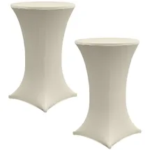 Baumarktplus 2x Stehtischhusse Stretch 70 cm beige Tischdecke Husse Bistrotisch Partytisch
