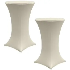Baumarktplus 2x Stehtischhusse Stretch 70 cm beige Tischdecke Husse Bistrotisch Partytisch