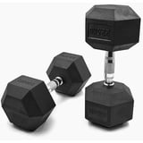 SUPRFIT - Hexagon Kurzhanteln paarweise mit gummiertem Eisenkern - Fitness Gewichte Hanteln 2 x 22.5 kg mit rutschfestem Chromgriff - Premium Kurzhantel Set für Calisthenics, Krafttraining & Crossfit