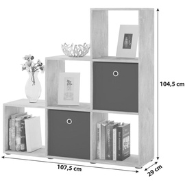 MID.YOU Raumteiler Weiß, 3 Fächer, 107.5x104.5x29 cm, Arbeitszimmer, Büroregale, Bücherregale