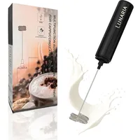 LUNARIA Elektrischer Milchaufschäumer Stab – Akku & USB – Handheld Milchschäumer Quirl Rührstab für Cappuccino, Latte Macchiato, Matcha Latte & Küche (Schwarz)