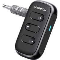 Aux Bluetooth Adapter Auto, SOOMFON 5.0 Bluetooth Adapter Auto mit Mikrofon, Freisprechen & Musikhören, Kfz 3,5mm Aux Bluetooth Empfänger, Duale Verbindungen, für Auto, Kopfhörer und Lautsprecher