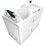 AcquaVapore Whirlpool-Badewanne AcquaVapore Sitzwanne Whirlpool Badewanne mit Tür S07WP-C-L 140x76cm, (1-tlg) weiß