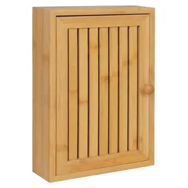 Relaxdays Schlüsselkasten, Bambus, 8 Haken, Design A, H x B x T: 27 x 19,5 x 6 cm, Flur, Wand, Schlüsselschrank, Natur
