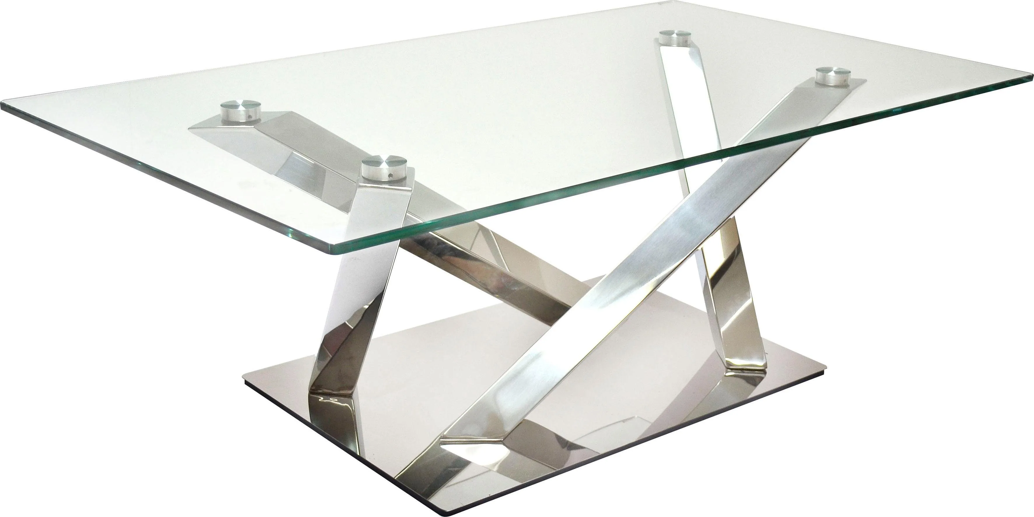 Leonique Couchtisch »Micado«, mit modernem Untergestell aus Chrom und rechteckiger Glasplatte Leonique Chrom