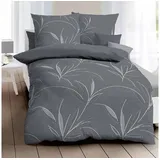 KAEPPEL Mako-Satin Floral Grau 200 x 200 cm + 2 x 80 x 80 cm