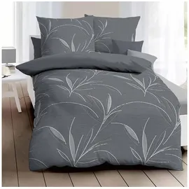 KAEPPEL Mako-Satin Floral Grau 200 x 200 cm + 2 x 80 x 80 cm