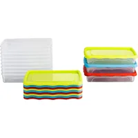 Kigima Gefrierdosen 12x0,5L Flach Blau/Grün/Rot – Vorratsdosen mit Deckel luftdicht – Transparente Frischhaltedosen mit Deckel – Aufbewahrungsbox Küche für Mealprep & Organisation – Austrian Quality